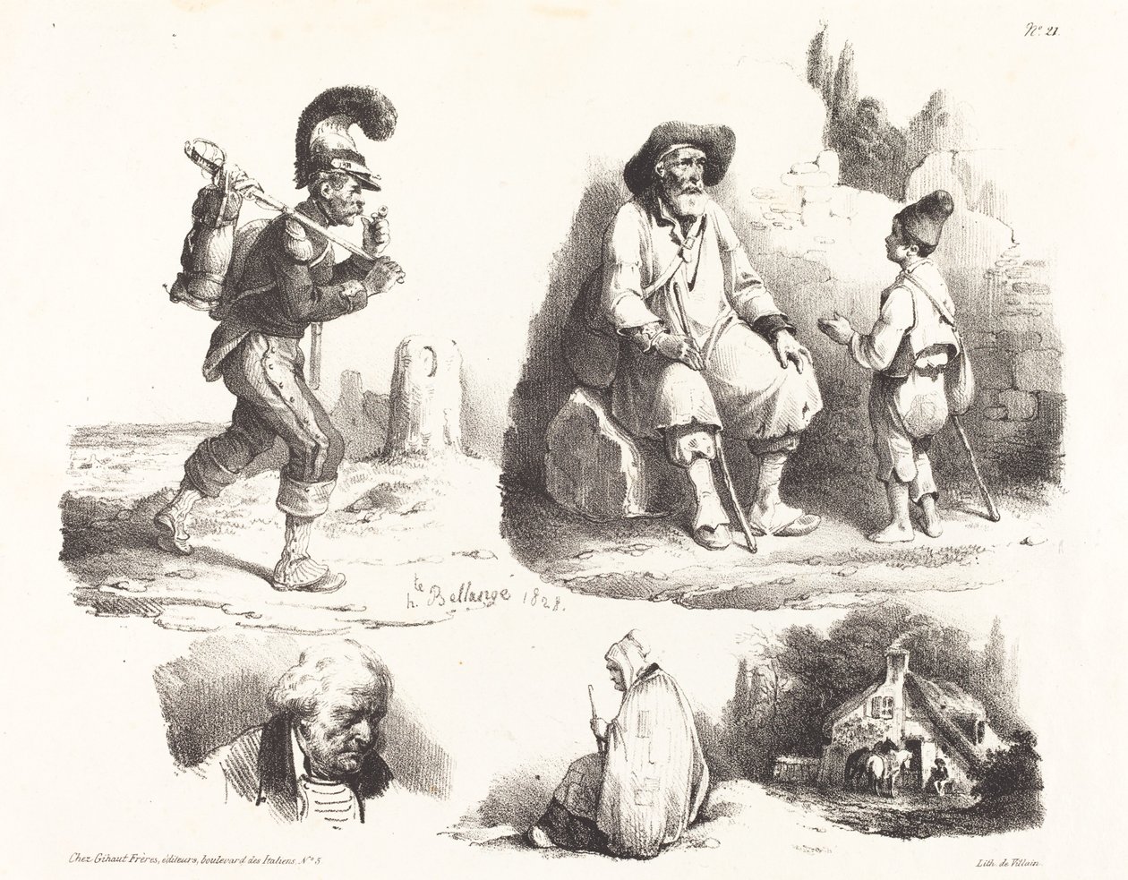 Pět vinět od Hippolyte Bellange