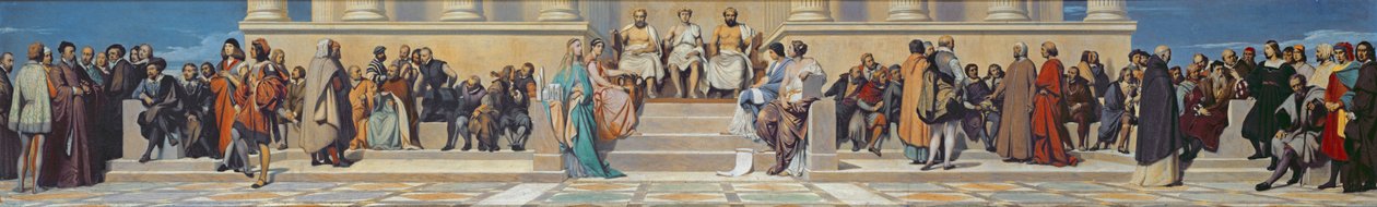 Hemicycle of the Ecole des Beaux-Arts, c.1836-41 (olej na papíře nalepeném na plátně) od Hippolyte Delaroche