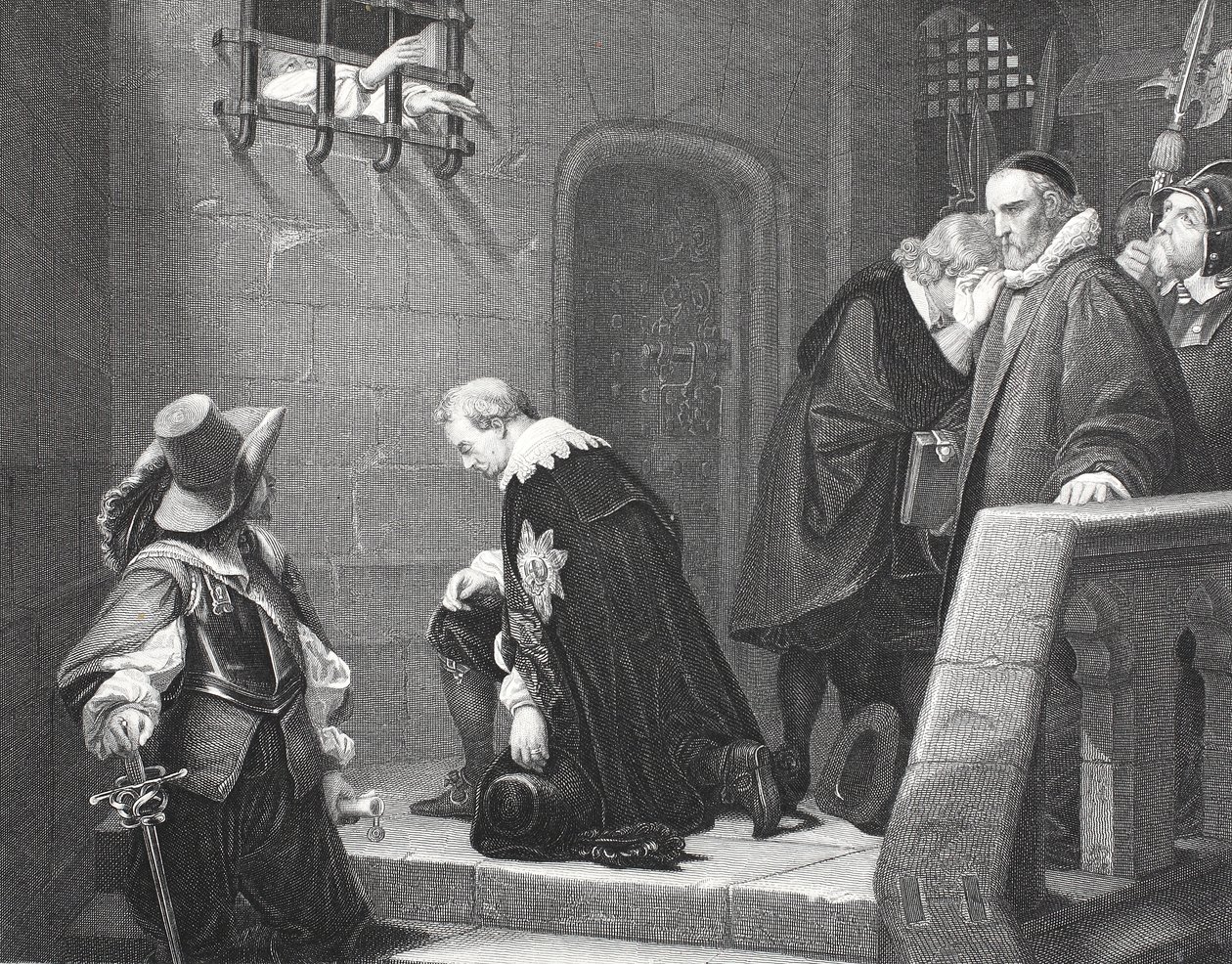 Lord Strafford na cestě k popravě, vyryl A.H. Payne od Hippolyte Delaroche
