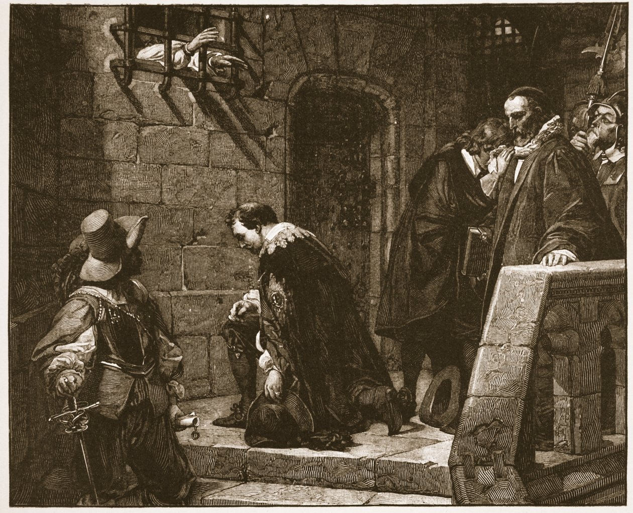 Lord Strafford na cestě k popravě, ilustrace z 