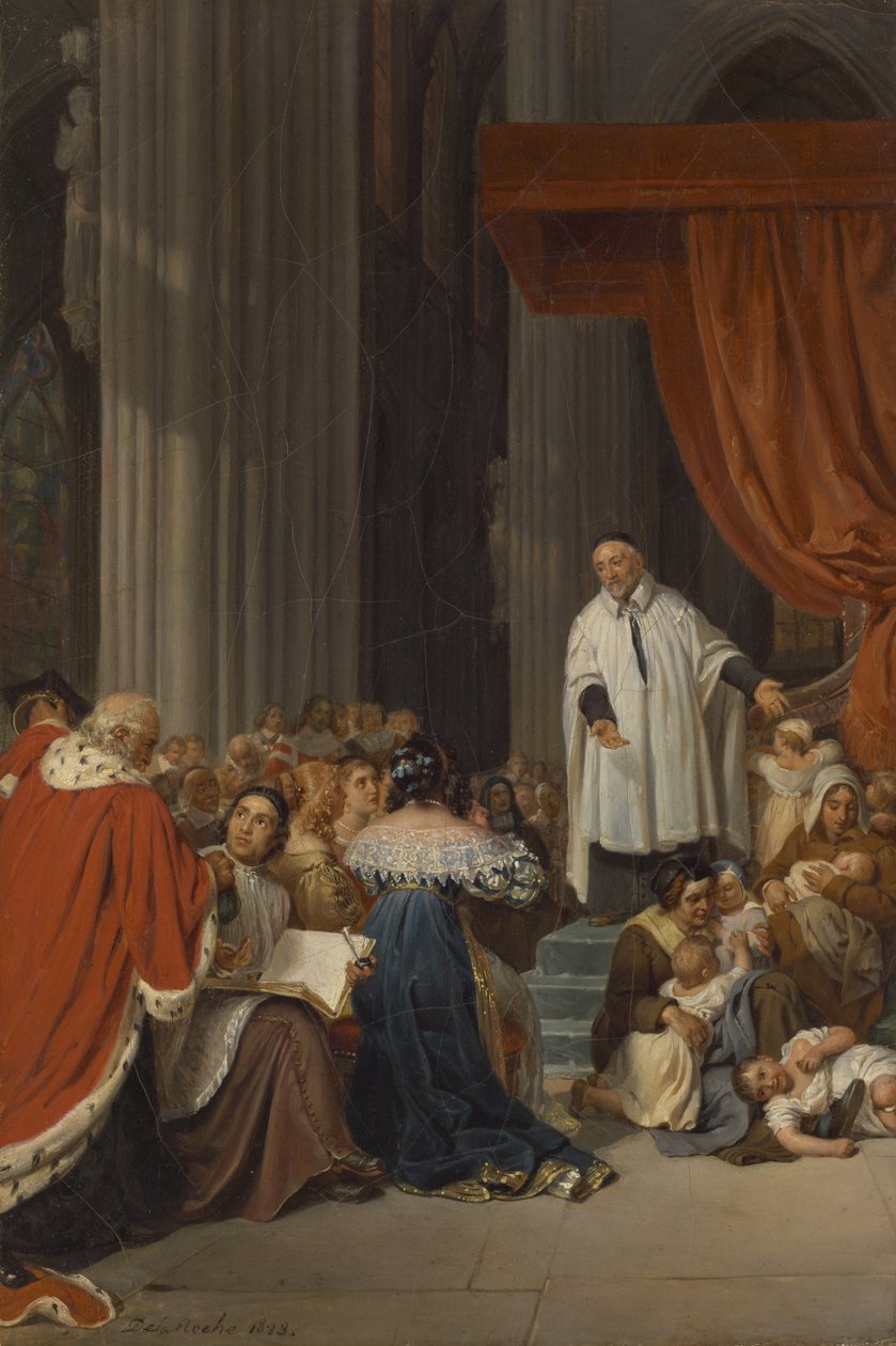 Svatý Vincent de Paul Kázání u dvora Ludvíka XIII jménem opuštěných dětí, 1823 od Hippolyte Delaroche
