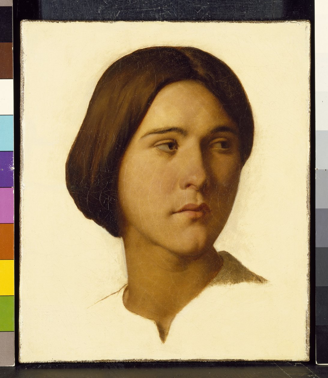 Hlava mladé ženy při pohledu doleva, 19. století od Hippolyte Flandrin