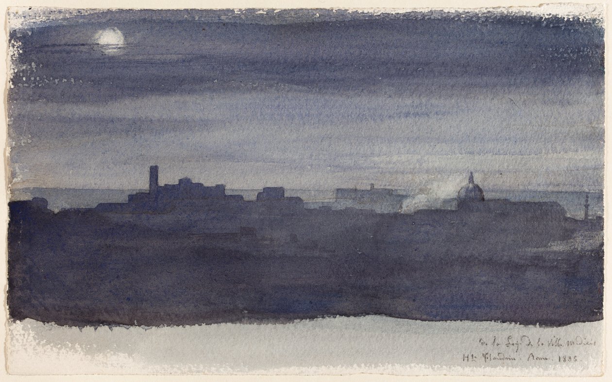 Pohled na Řím v noci od Hippolyte Flandrin