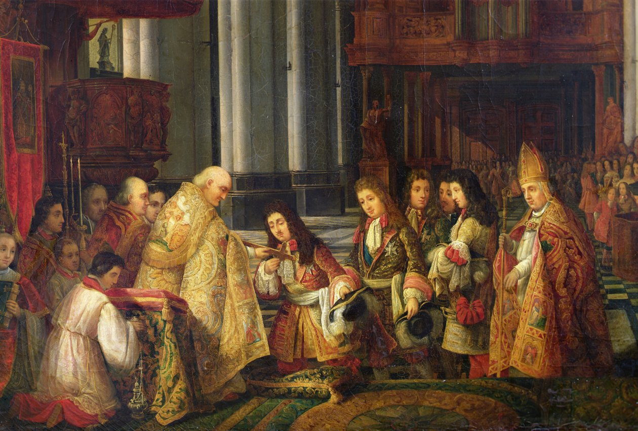 Vchod Ludvíka XIV. (1638-1715) do katedrály Saint-Omer, detail od Hippolyte Joseph Cuvelier