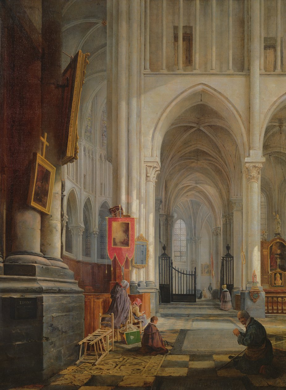 Interiér katedrály svatého Omera, 1836 od Hippolyte Joseph Cuvelier
