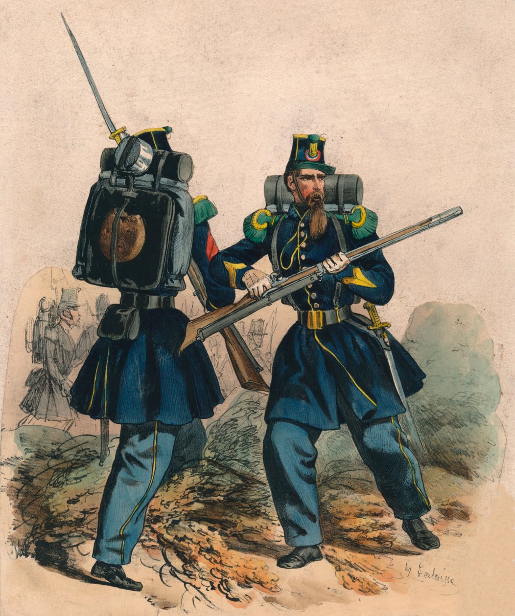 Chasseurs A Pied, polovina konce 19. století. od Hippolyte Lalaisse