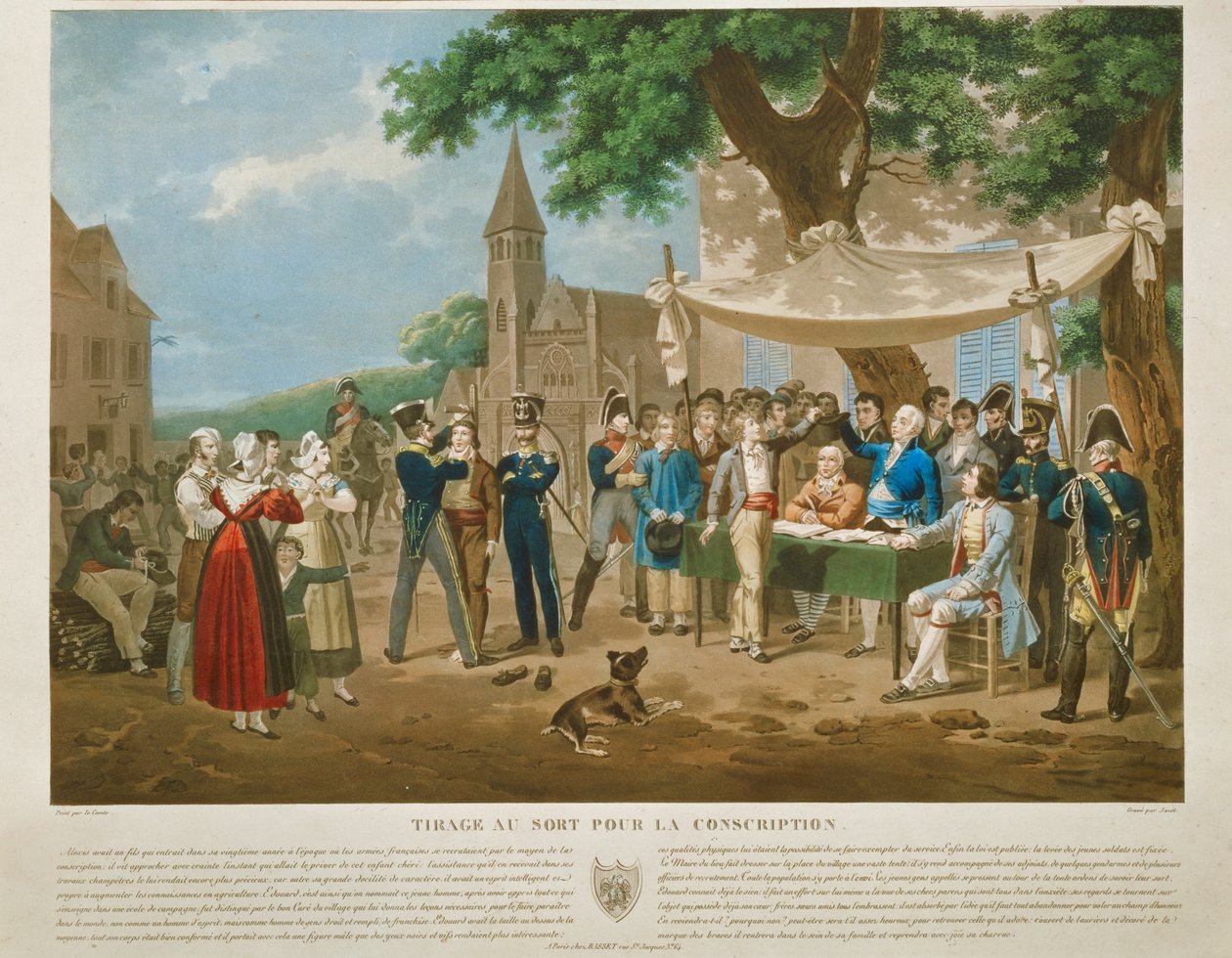 Rytina podle Lecomta: Odvedenci losují (rytina) od Hippolyte Lecomte