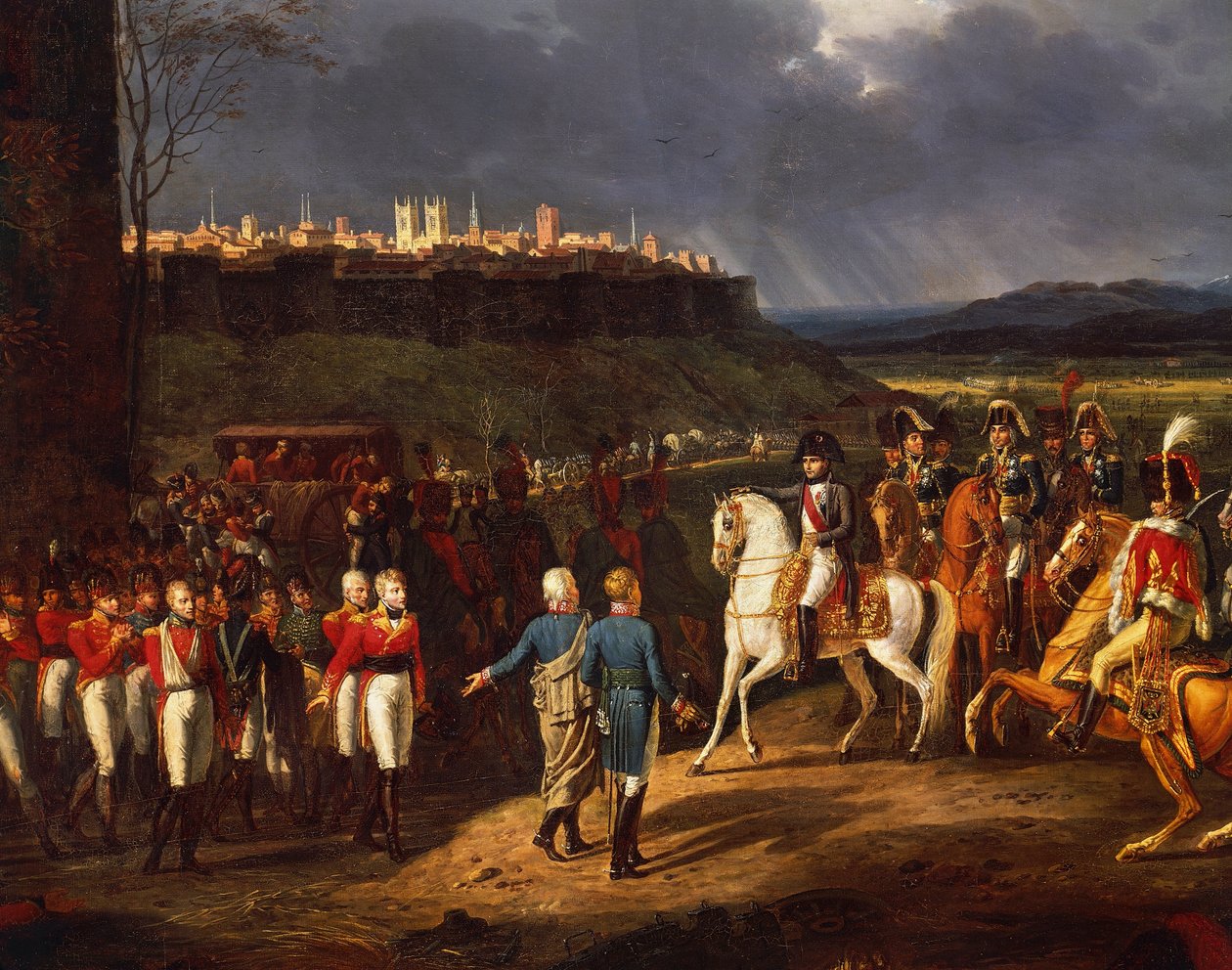 Setkání Napoleona Bonaparta s britskými zajatci v Astorze po bitvě u La Coruny od Hippolyte Lecomte