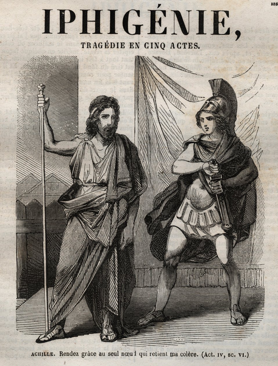 Iphigenie tragedie de Jean Racine – rytina „Oeuvres de Jean Racine““, ilustrovaná Pauquetem a upozornění Emile de La Bedolliere – 1851 od Hippolyte Louis Pauquet