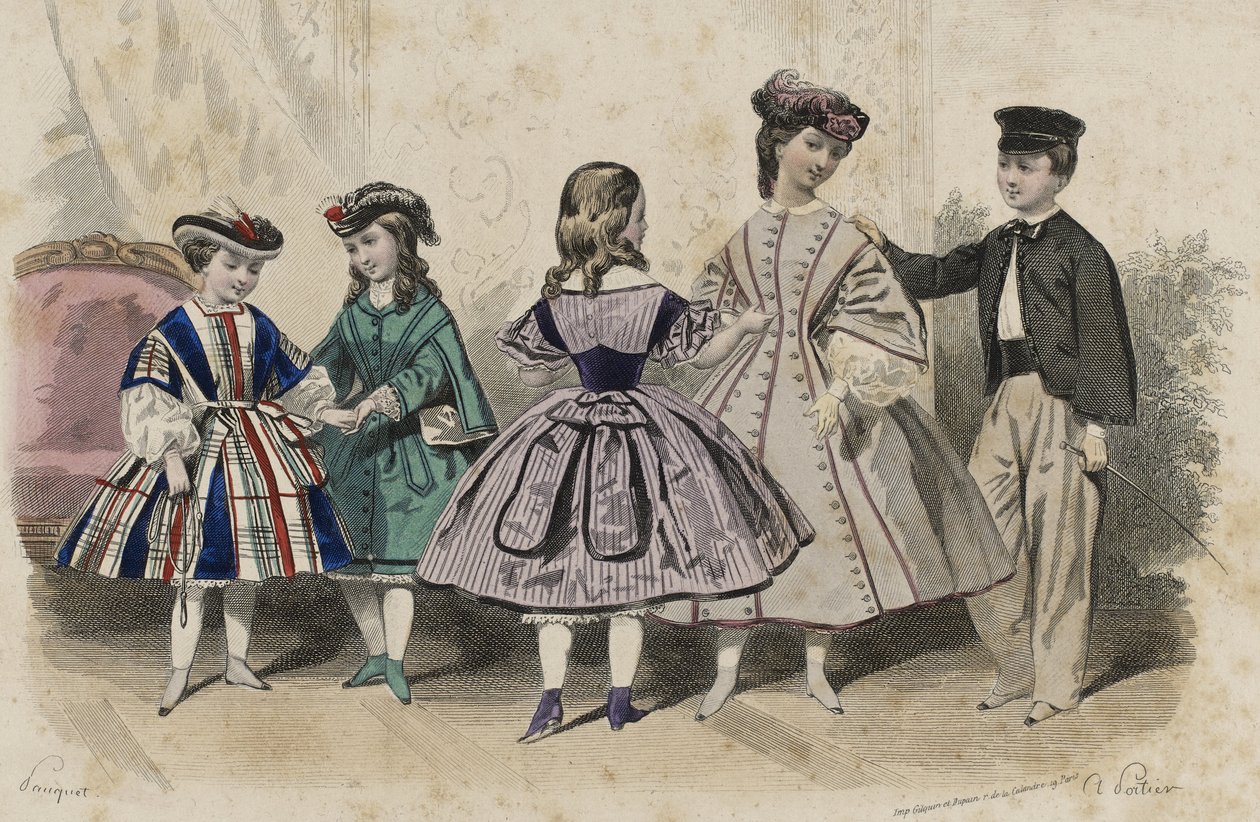 Bez názvu, duben 1861 (ručně kolorovaná rytina) od Hippolyte Louis Pauquet