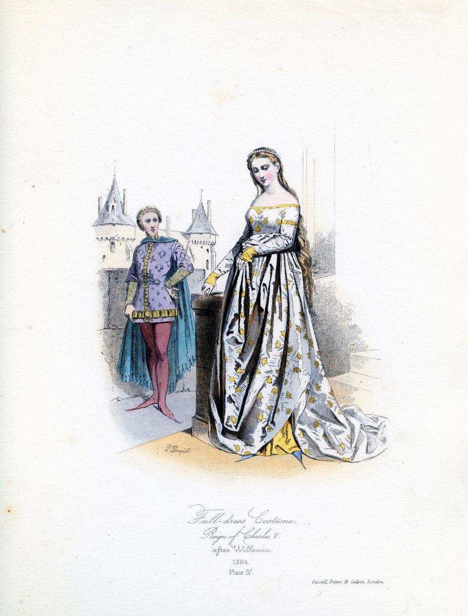 Ušlechtilá žena v plných šatech od Hippolyte Louis and Polydore Pauquet
