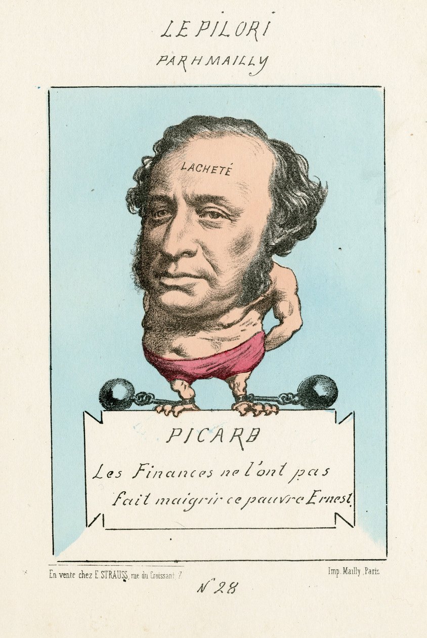 Finance mu tento chudý Ernest, Le Pilori, číslo 28, cca 1870, nezhubly (litografie) od Hippolyte Mailly