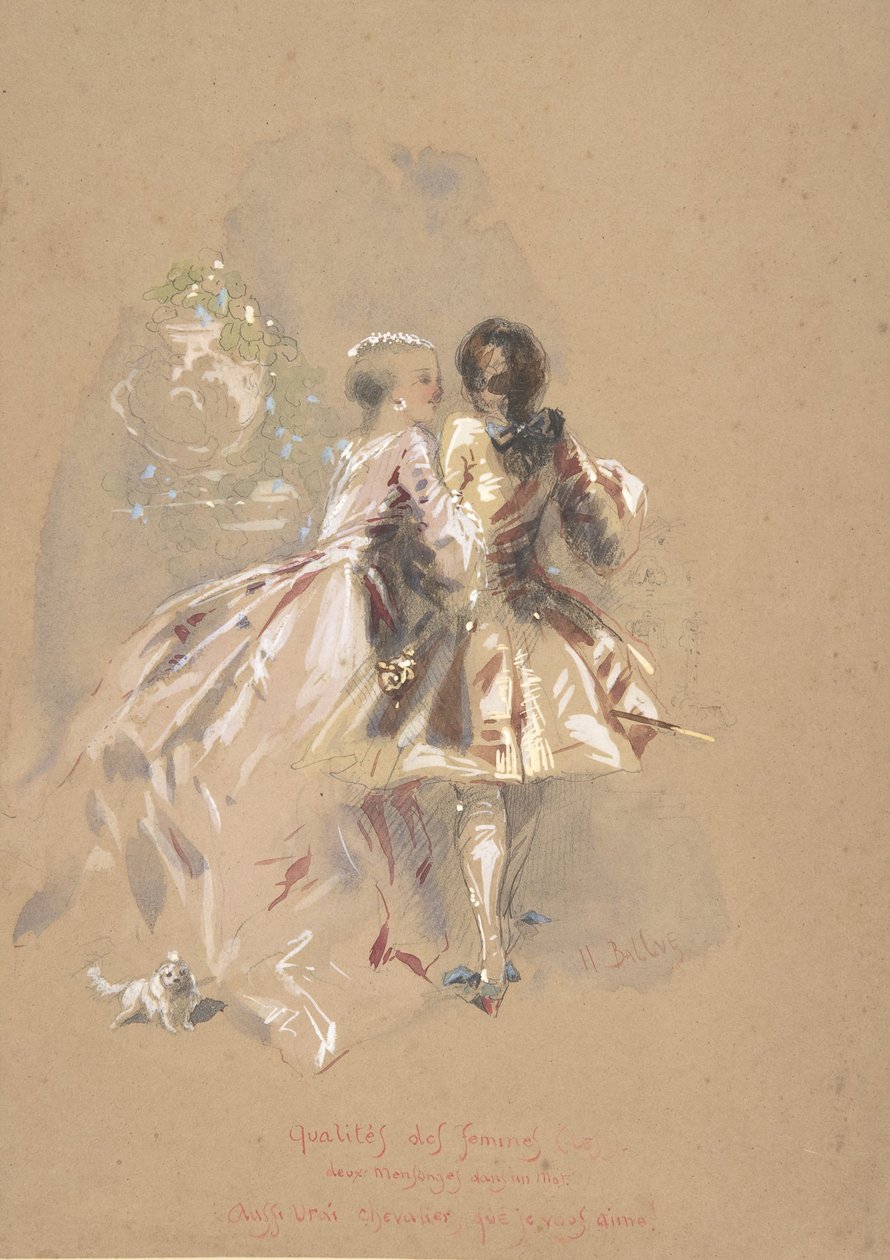 Mladý pár při pohledu zezadu, polovina 19. století. od Hippolyte Omer Ballue
