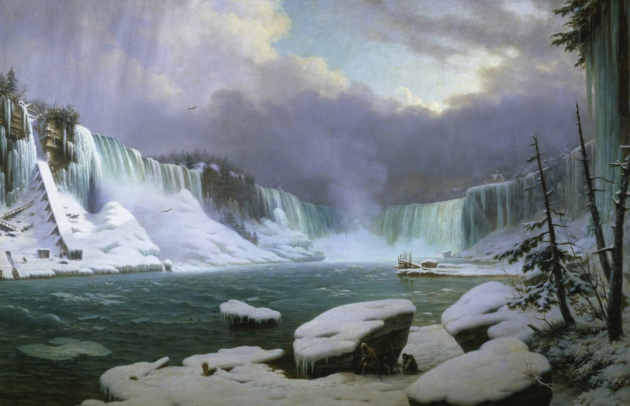 Niagarské vodopády v zimě od Hippolyte Sebron