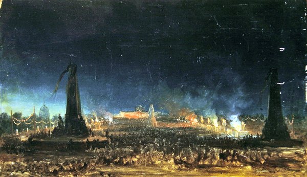 Noční festival na Champ de Mars v Paříži od Hippolyte Victor Valentin Sebron