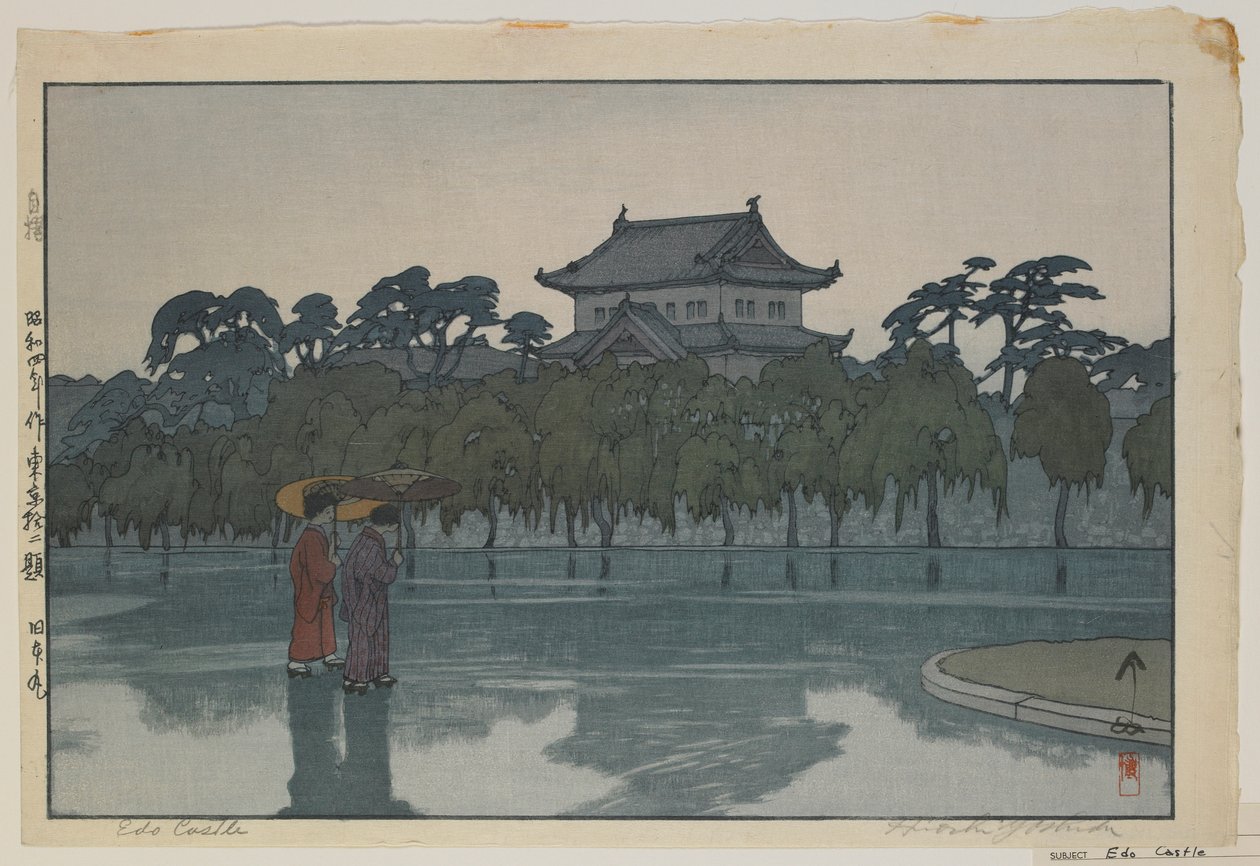 Edo Castle, ze série, Dvanáct scén Tokia, éra Showa od Hiroshi Yoshida
