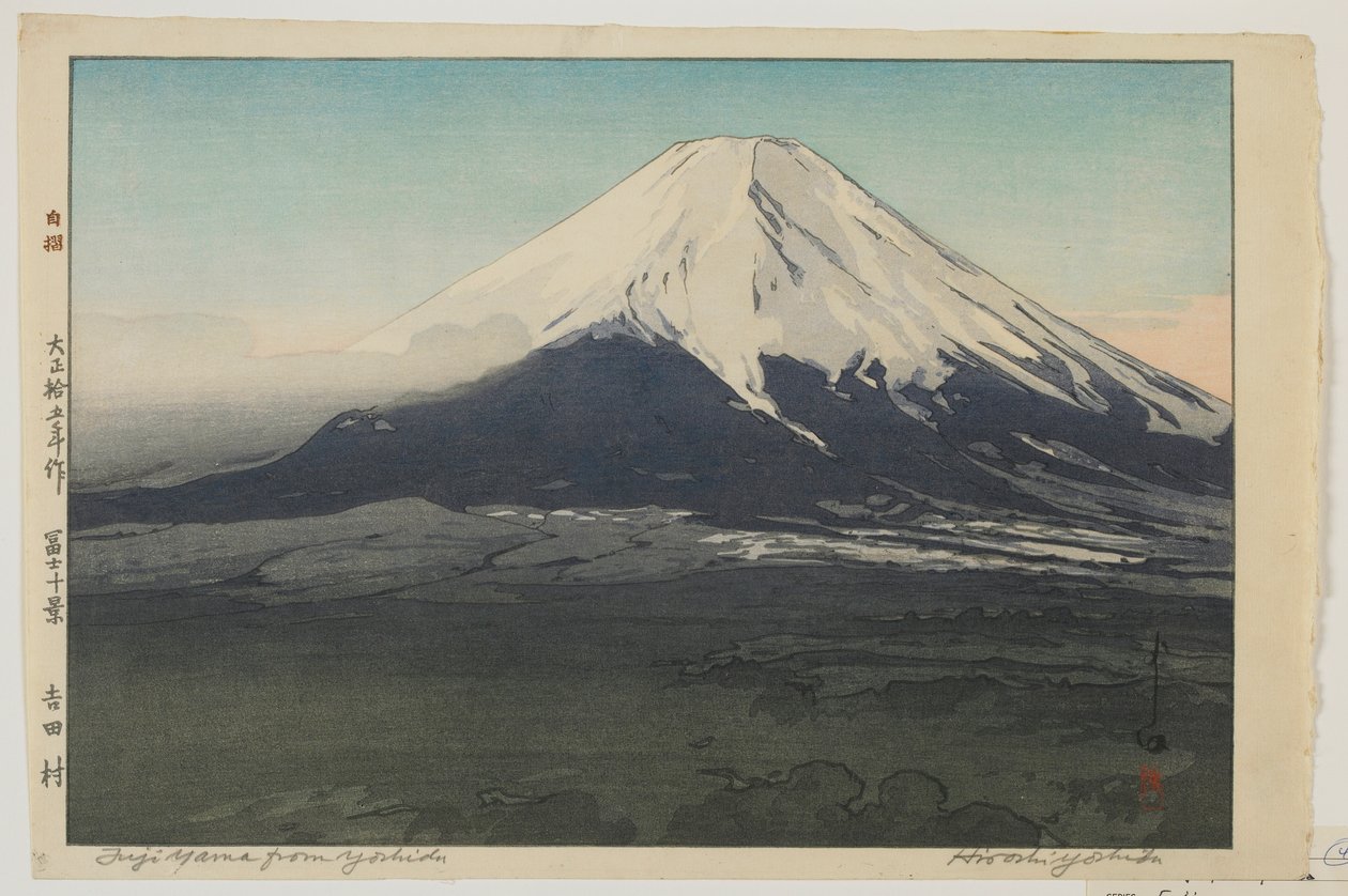 Fuji z Yoshida, ze série, Deset pohledů na horu Fuji, éra Taisho od Hiroshi Yoshida