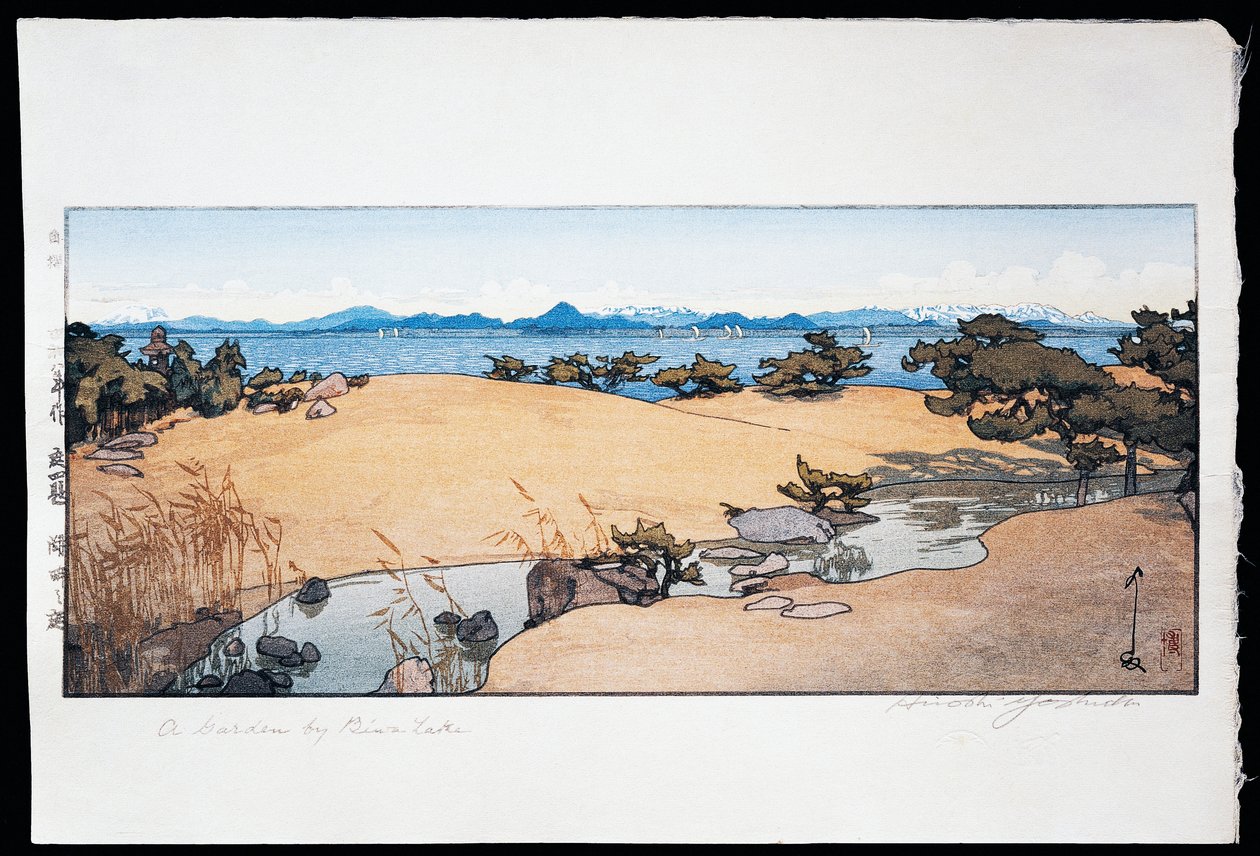 Zahrada u jezera Biwa od Hiroshi Yoshida