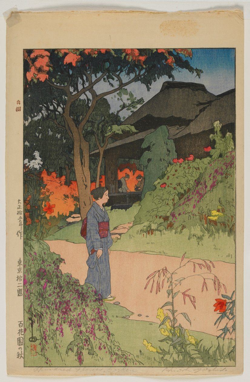 Sto květinová zahrada (Hyakkaen), ze série, Dvanáct scén Tokia, éra Taisho od Hiroshi Yoshida