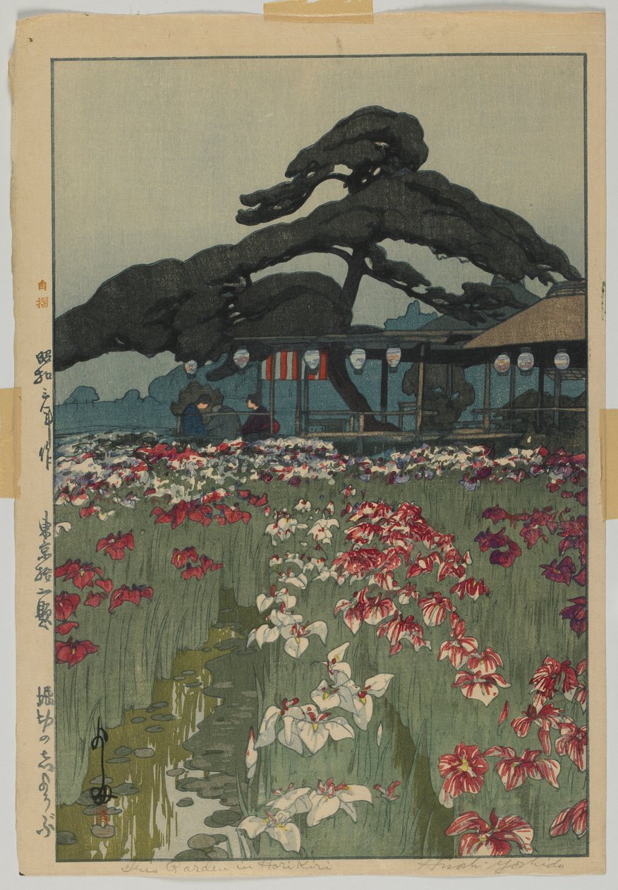 Iris Garden v Horikiri, ze série, Dvanáct scén Tokia, éra Showa od Hiroshi Yoshida