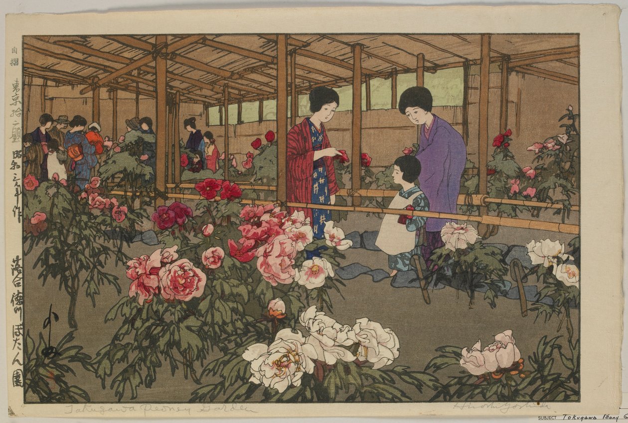 Tokugawa Pivoňková zahrada, ze série, Dvanáct scén Tokia, éra Showa od Hiroshi Yoshida