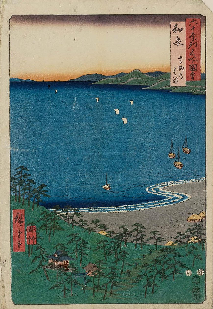 Provincie Izumi: Pláž Takashi Izumi, Takashi no hama od Utagawa Hiroshige