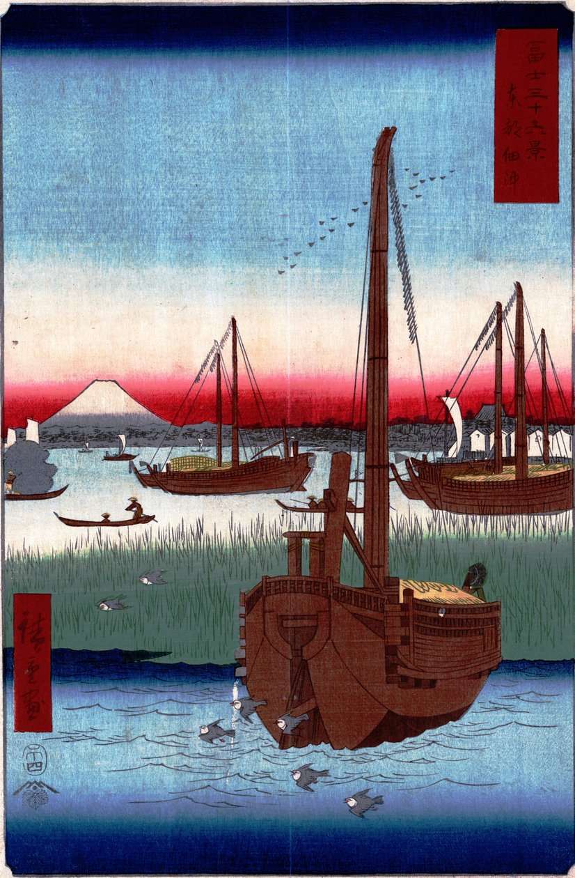 36 pohledů na Fudži-sana - #4. U ostrova Tsukuda od Utagawa Hiroshige