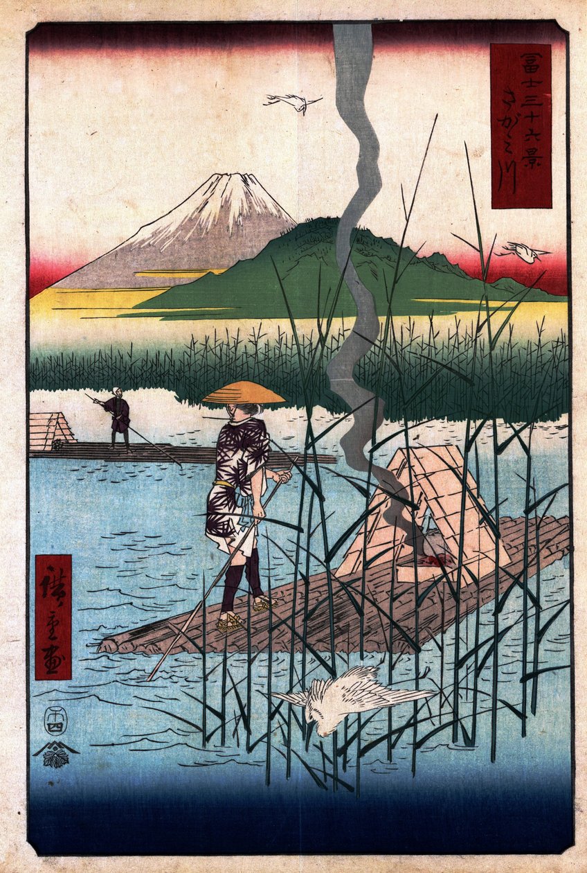 36 Pohledy na horu Fuji - 18. Řeka Sagami od Utagawa Hiroshige
