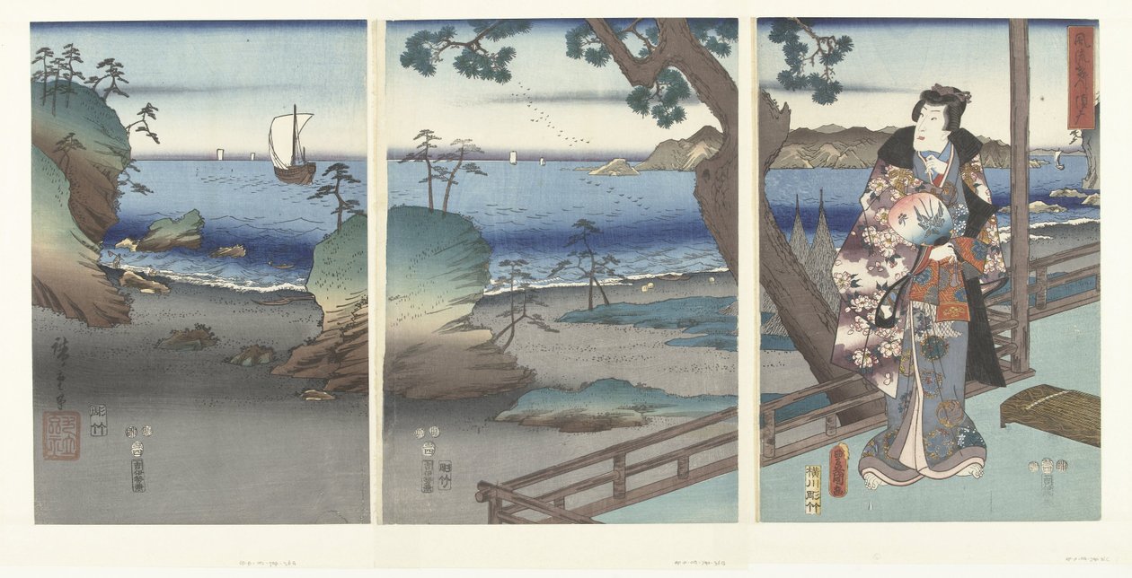 De Egante princ Genji Tesuma Furyu Genji Suma od Hiroshige (I) , Utagawa