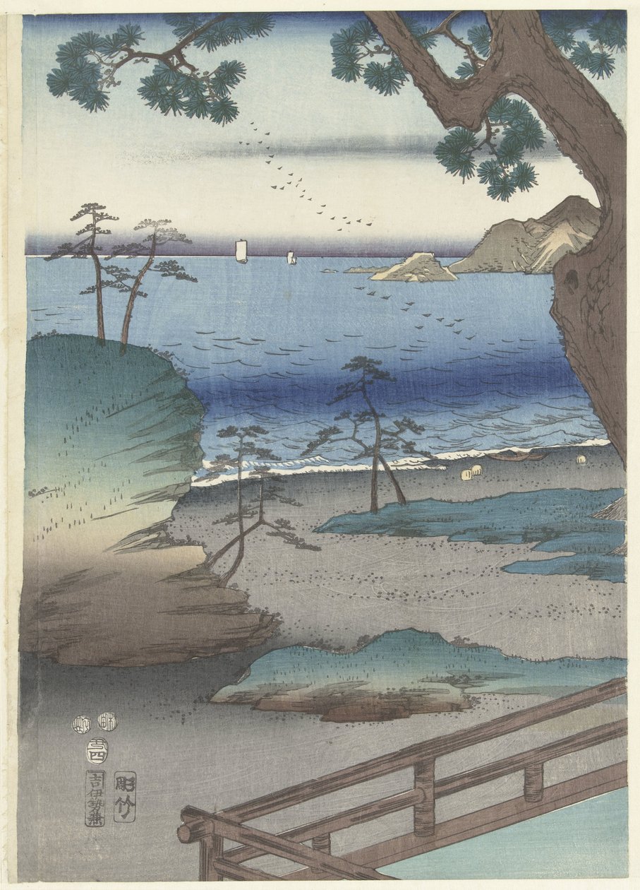 De Egante princ Genji Tesuma Furyu Genji Suma od Hiroshige (I) , Utagawa