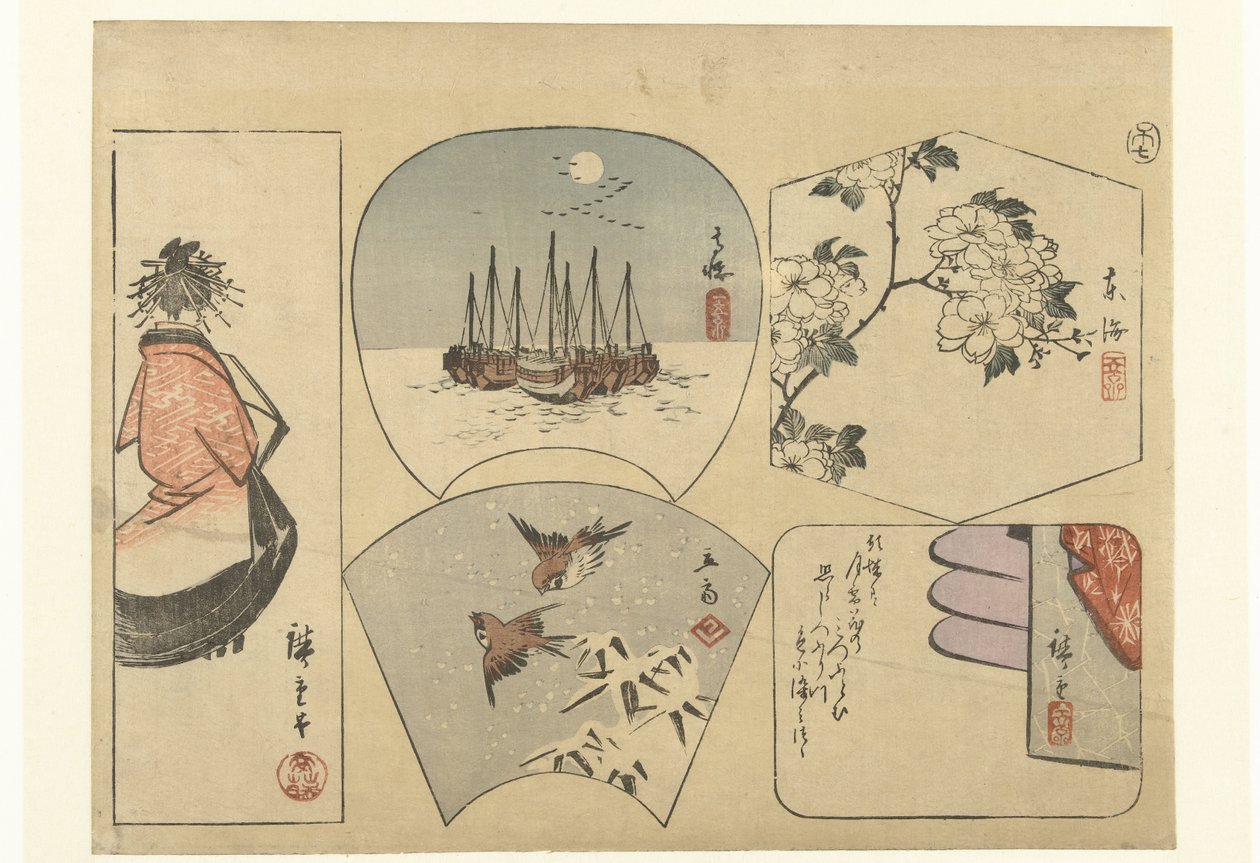 Pět vystřižených obrázků od Hiroshige (I) , Utagawa
