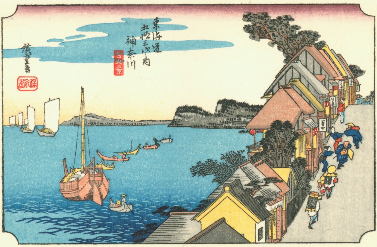 Kanagawa - Jokohama, jak to vypadalo v Tokugawské éře. od Hiroshige
