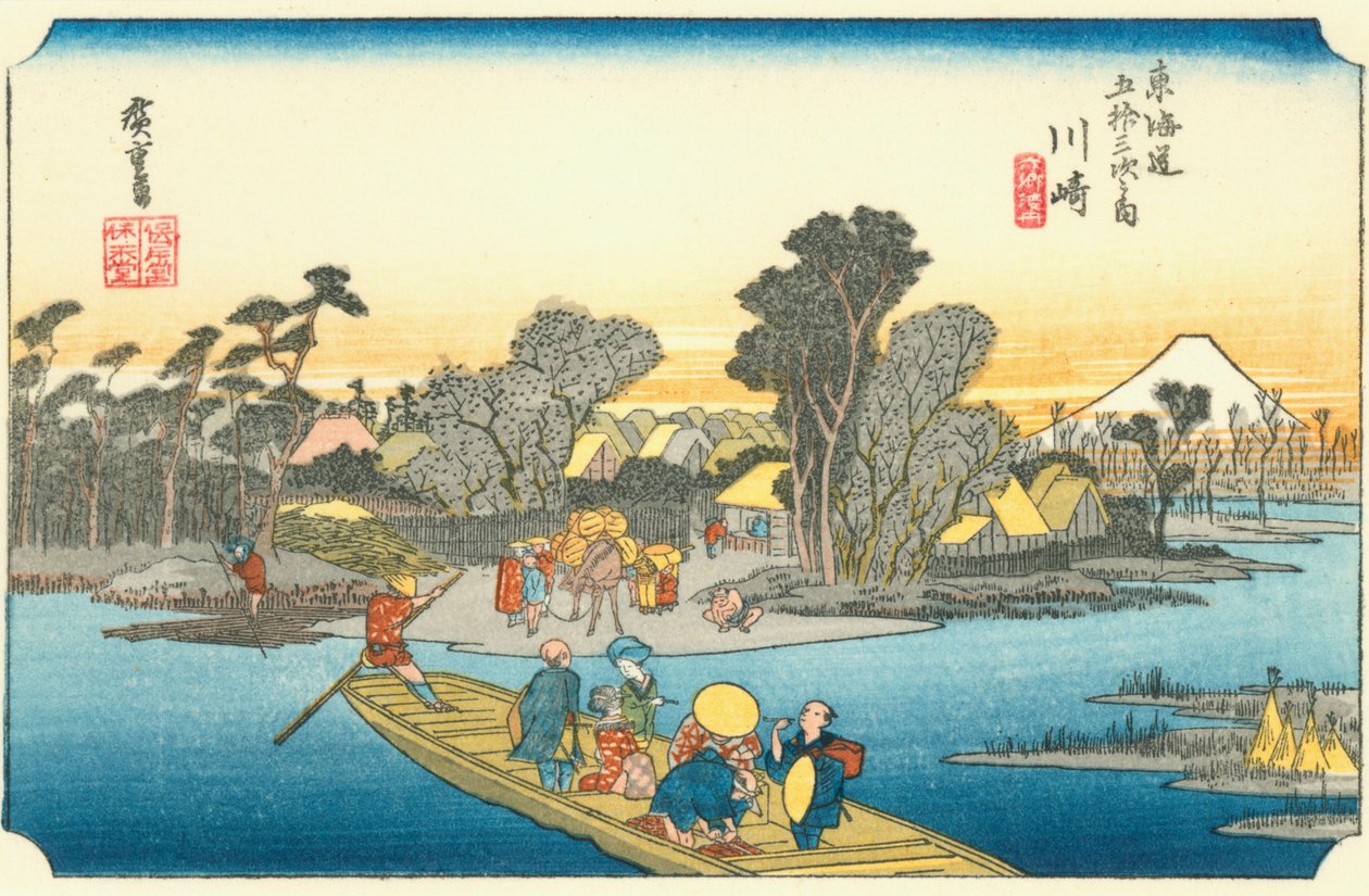 53 stanic Tokaidó - č. 3. Kawasaki od Hiroshige