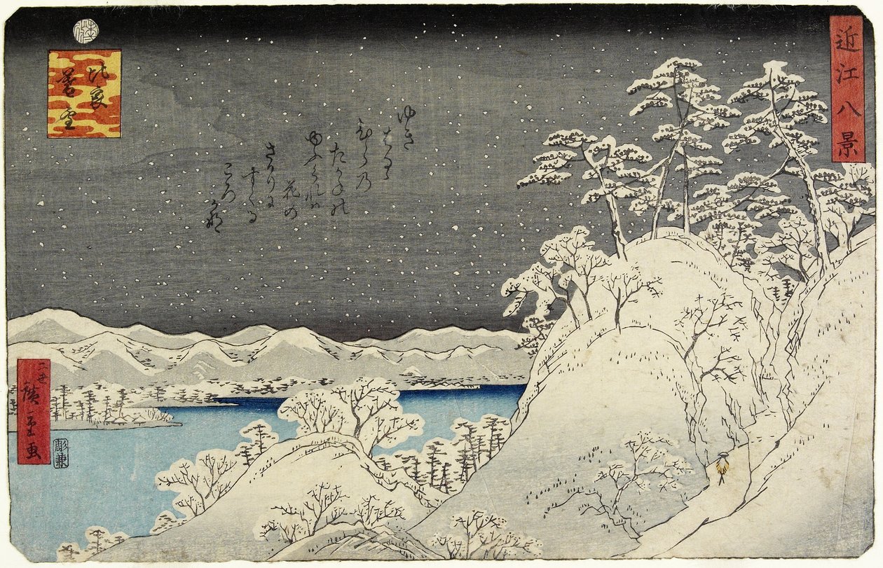Večerní sníh na hoře Hira, leden 1859 od Hiroshige II