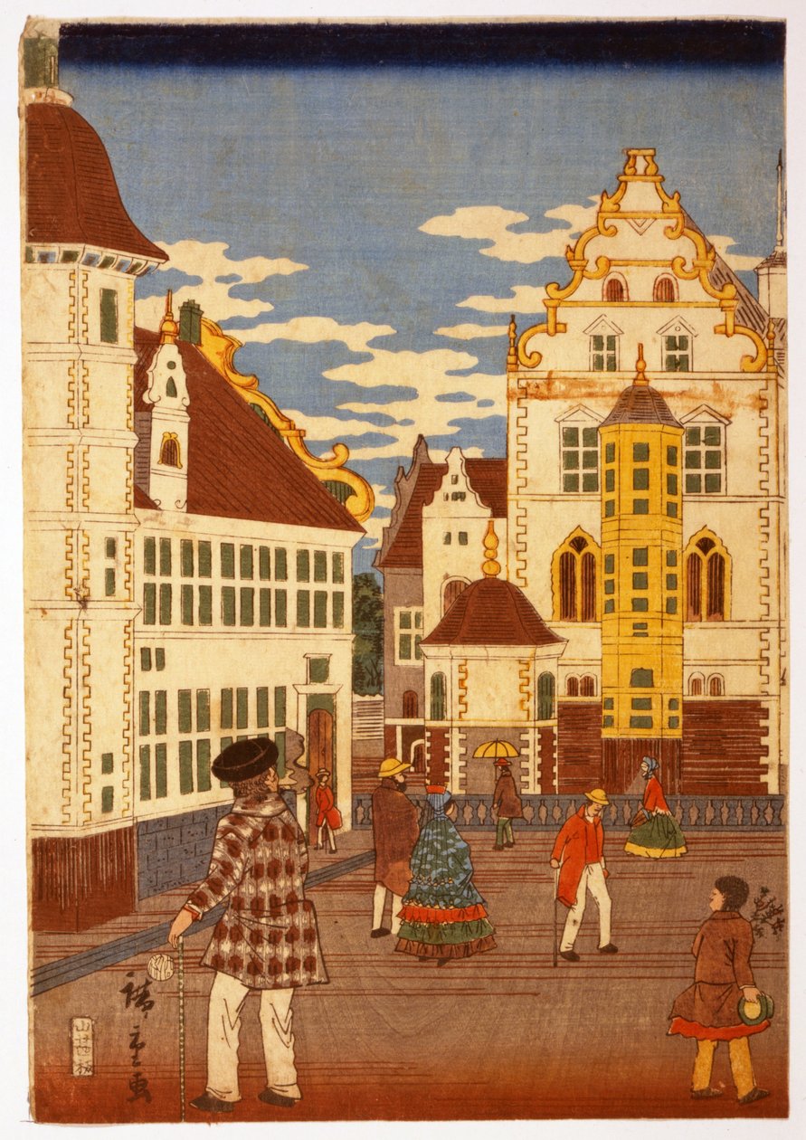 Pohled na americký život, z Illustrated London News, hospoda. 1860. od Hiroshige Utagawa