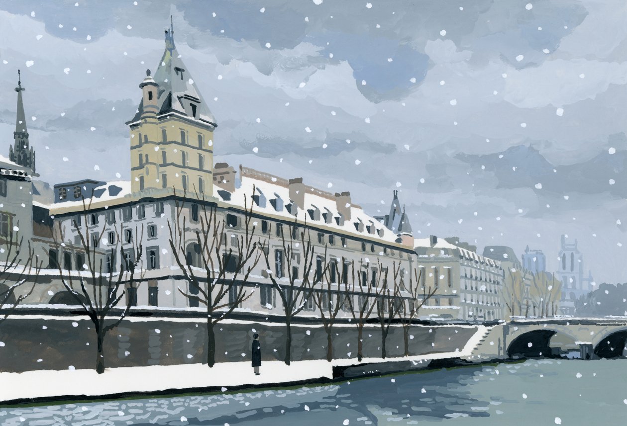 Seina v zimě, 2015 (Kvaš na papíře) od Hiroyuki Izutsu
