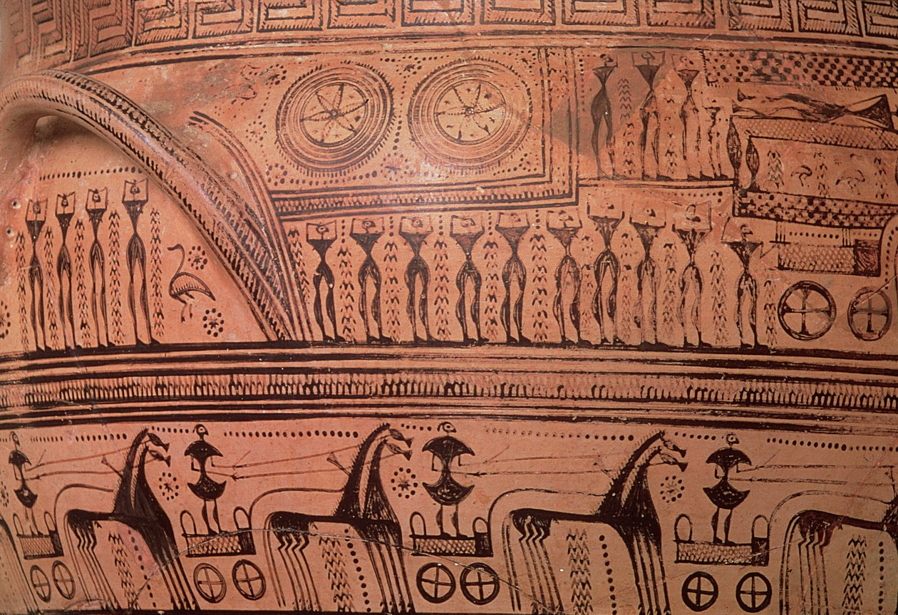 Attický geometrický kráter, z Dipylonu, 750-735 př. n. l. (keramika) (detail od Hirschfeld painter