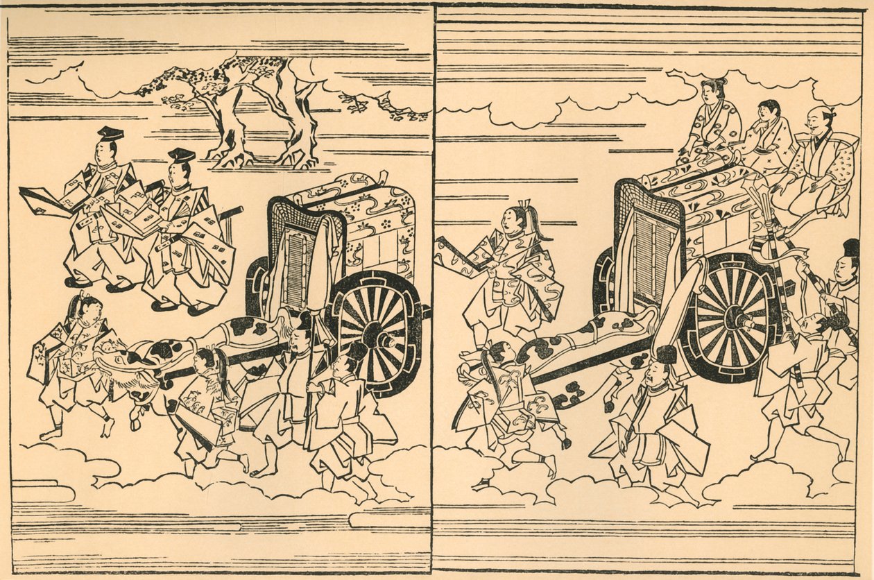 Povozy tažené voly, 1663, 1924. od Hishikawa Moronobu