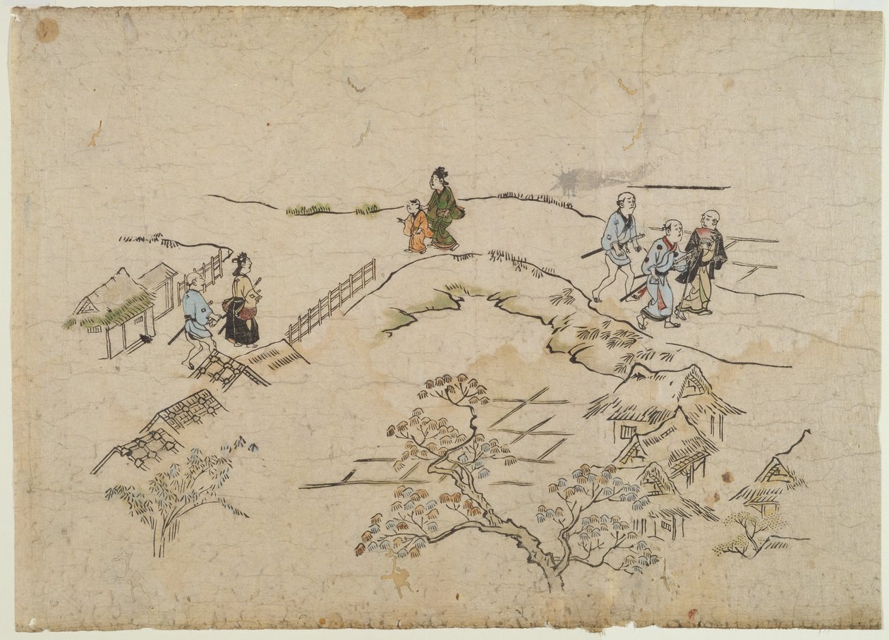 Yoshiwara no Tei, c.1680 (colour woodblock print) od Hishikawa Moronobu
