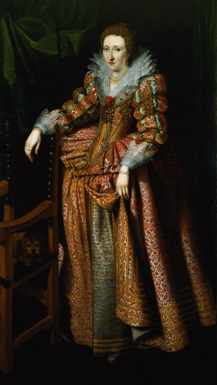 Portrét dámy údajně pocházející z rodiny Coudenhouve z Flander, kolem 1610-20 (pár 121431) od Hispano Flemish School