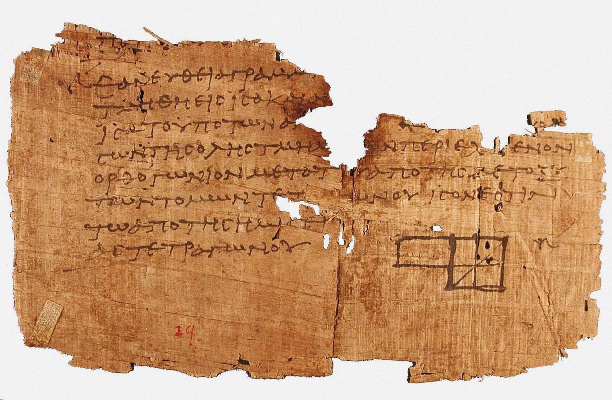 Papyrus Oxyrhynchus 29, s fragmentem Euklidových prvků, mezi 75 a 125 nl. od Historic Object.