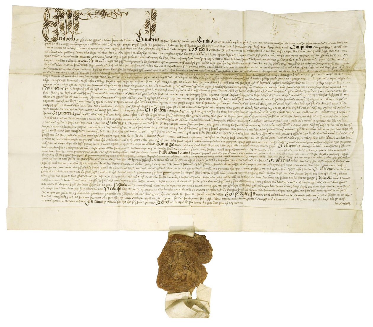 Dokument podepsaný královnou Alžbětou I. Královskou velkou pečetí, 1564 od Historical Document
