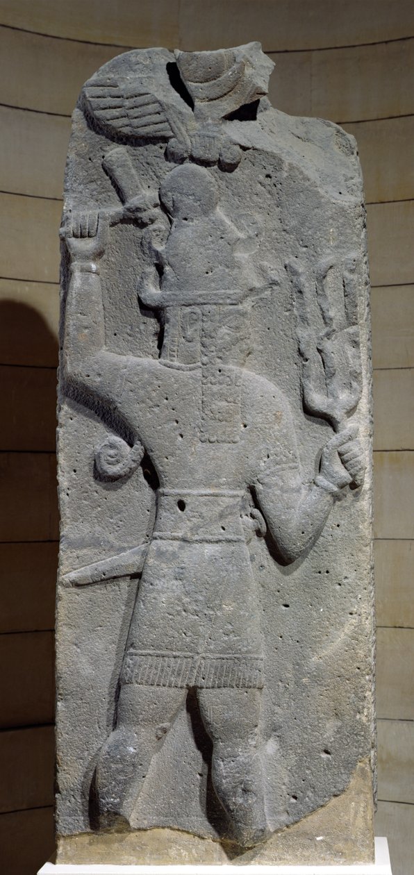 Stela z Teshub, syrský bůh bouře, z Tell Ahmar, Sýrie (čedič) od Hittite