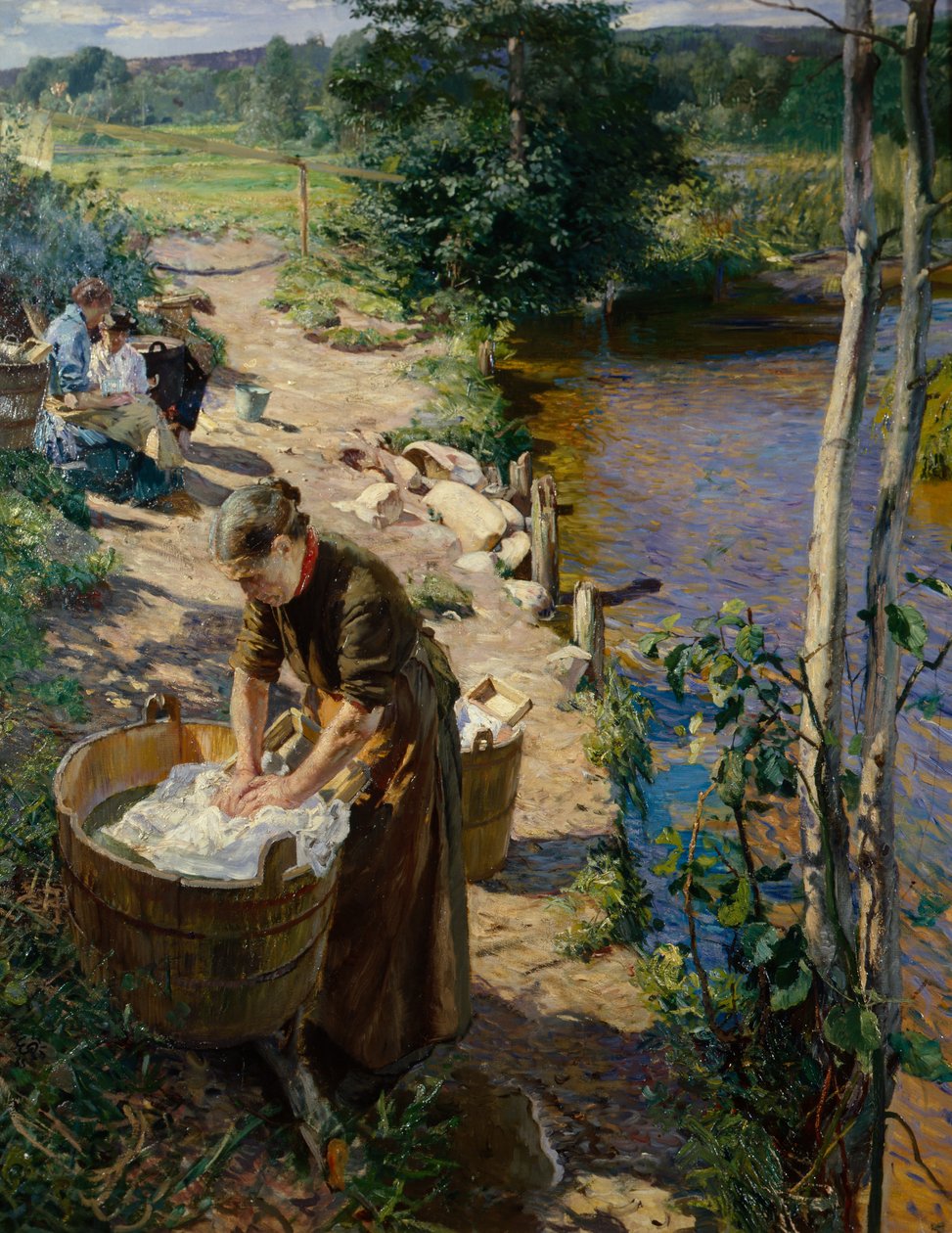 Uklízečky u řeky od Hjalmer Eilif Emanuel Peterssen