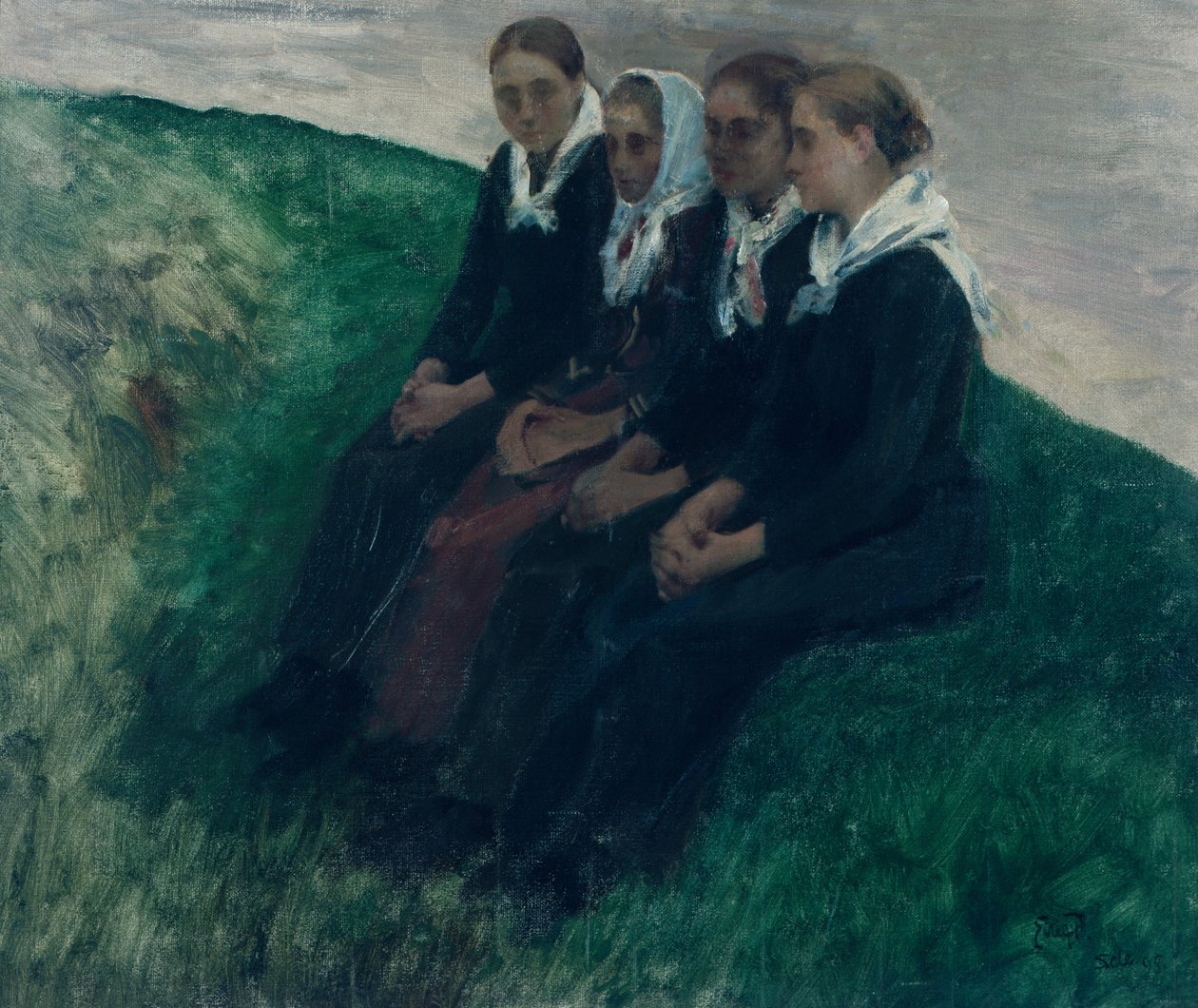 Čtyři přátelé od Hjalmer Eilif Emanuel Peterssen