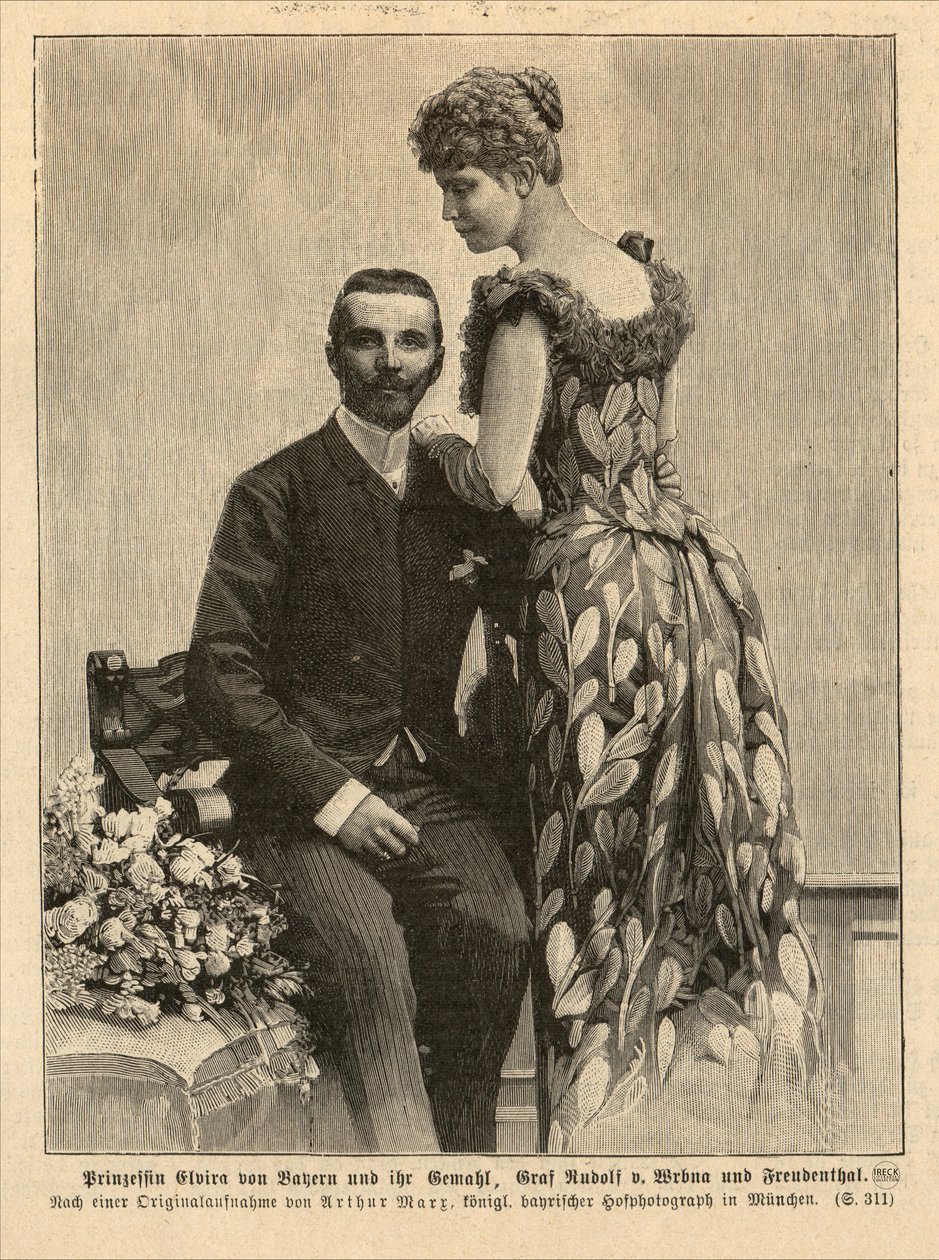 Bavorská princezna Elvira (1868-1943) s manželem Rudolfem von Wrbna-Kaunitz-Rietberg-Questenberg a Freudenthal od Hofphotograph Arthur Marx