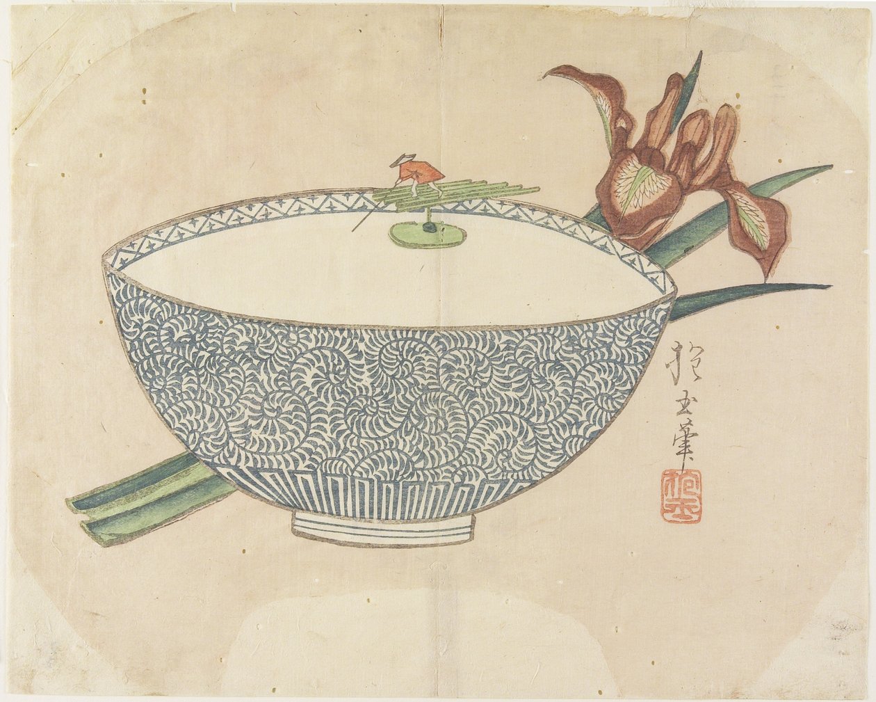 (Miska s vodou a plovoucím drobným lodníkem), cca 1830 od Hogyoku