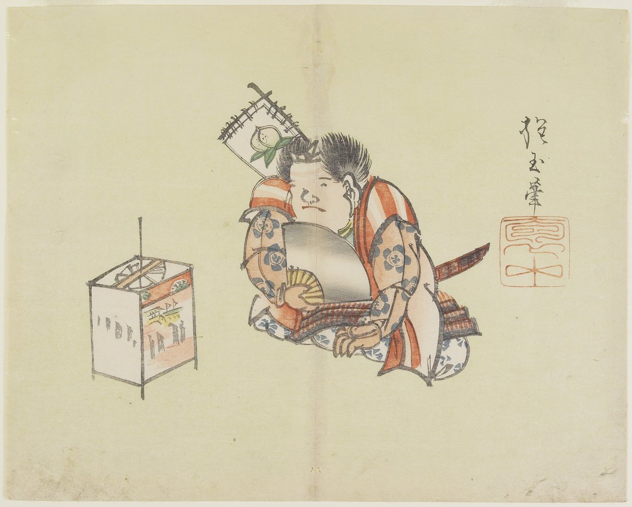 (Momotaro_ s vějířem), asi 1830 od Hogyoku