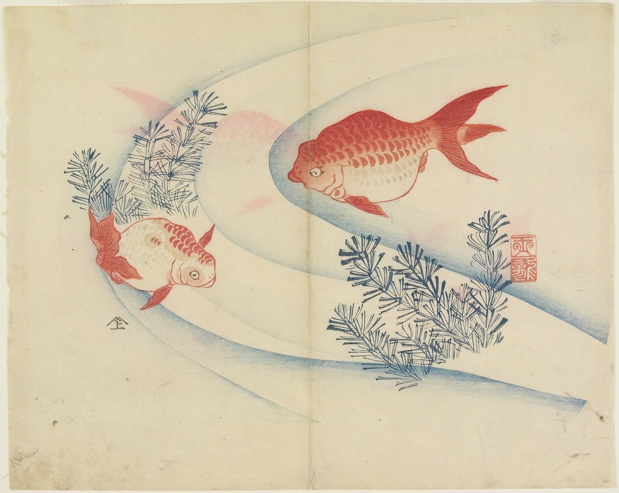 (Dvě zlaté rybky ve vodě), c. 1830 od Hogyoku