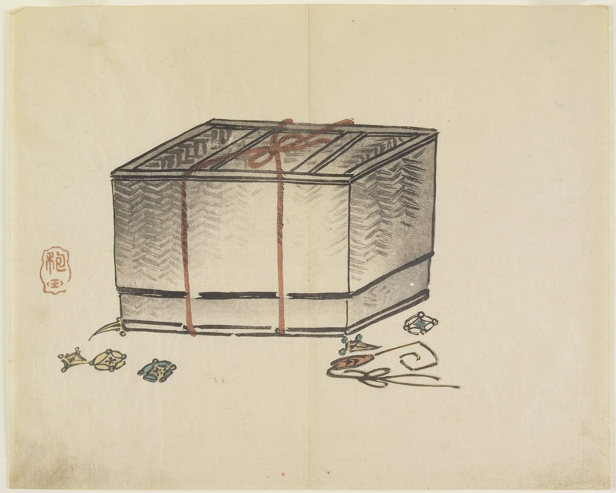 (Proutěný úložný box), c. 1830 od Hogyoku